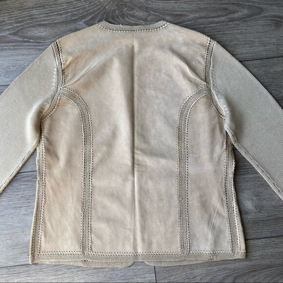 NWOT Jones New York  Suede Crochet Patchwork Open Front Jacket - Picture 13 of 16